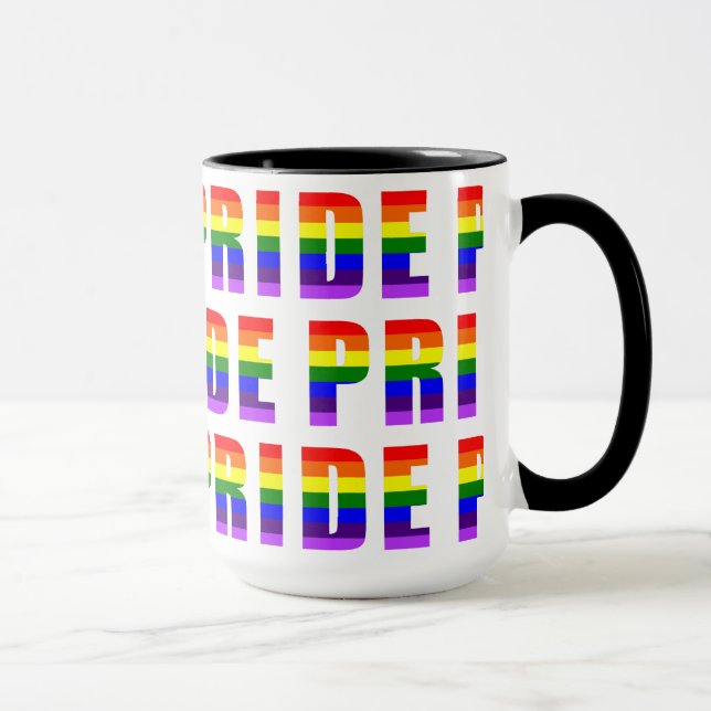 Mug Arceau de texte Rainbow Pride sur couleur personna (Droite)