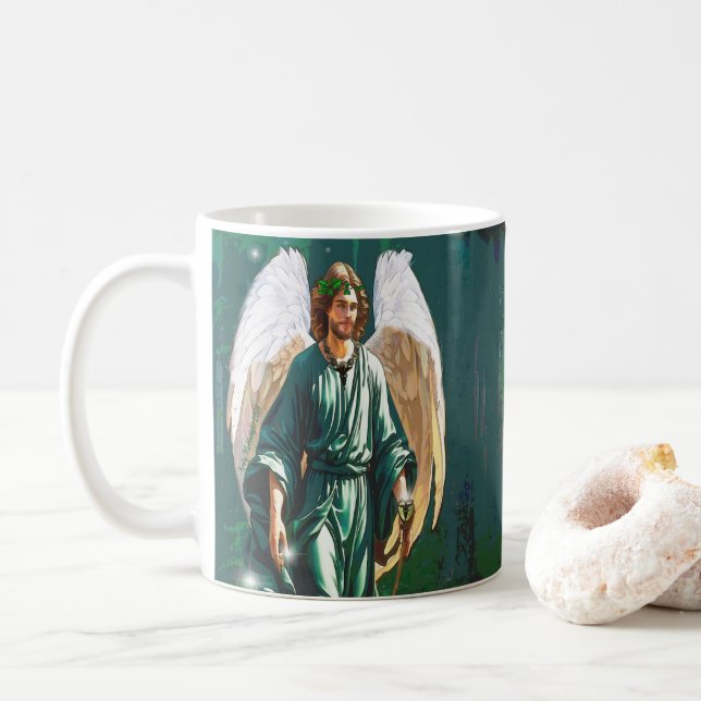 Mug Archange Saint Raphaël Image Complète Ange de Guér (Avec donut)