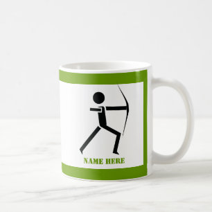 Mug Archer avec son arc noir, tir à l'arc vert coutume