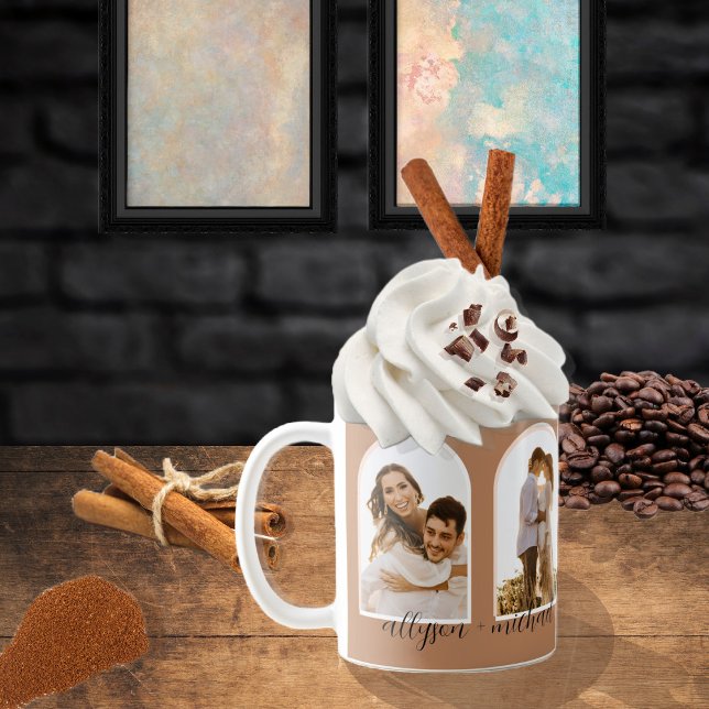 Mug Arches 4 Photo Terracotta | Blush Couple + Names C (Créateur téléchargé)