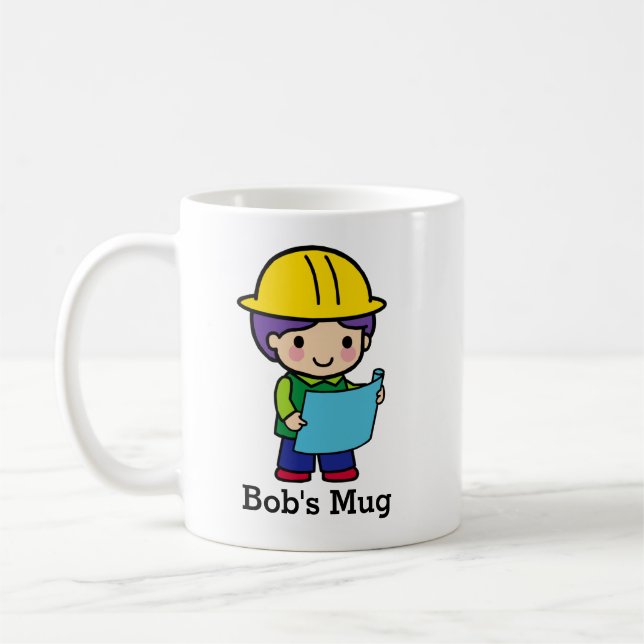 Mug Architecte Ingénieur Entrepreneur avec casque dur  (Gauche)