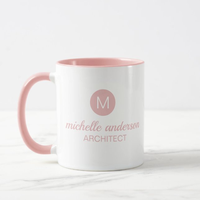 Mug Architecte professionnel Monogram Initial Rose bla (Gauche)