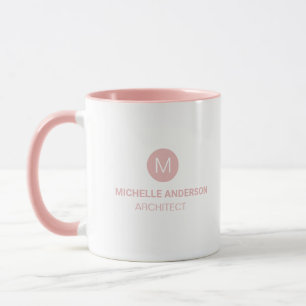 Mug Architecte professionnel Monogram Initial Rose bla