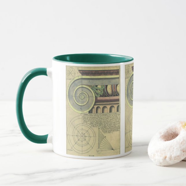 Mug Architecture Ancienne ; Volute de Chapiteau par Vi (Avec donut)