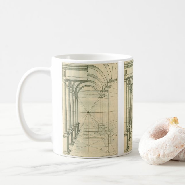 Mug Architecture vintage, Perspective Colonnes Arches (Avec donut)