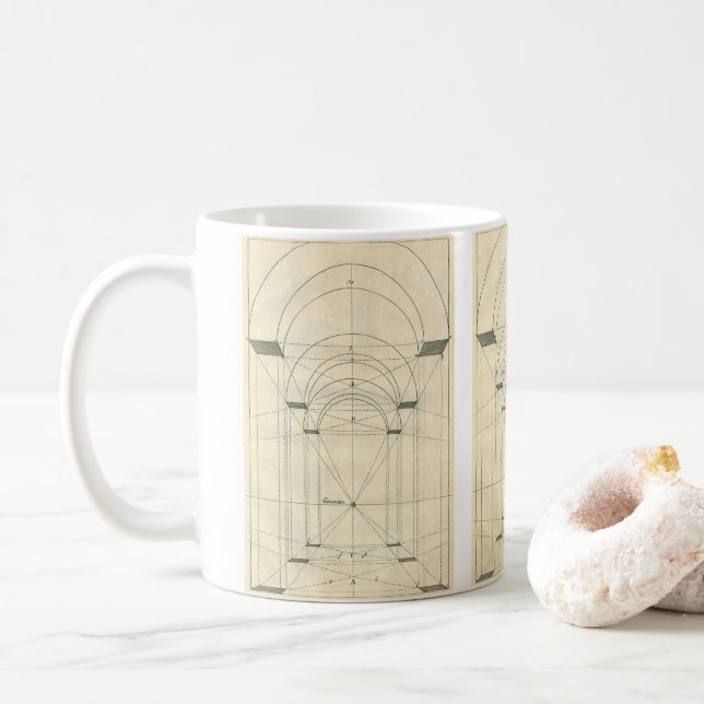 Mug Architecture Vintage, Perspective d'arche de la Re (Avec donut)