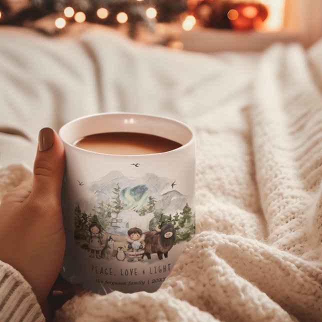 Mug Arctic Whimsy | Paix, Amour & Lumière de Fêtes  (Créateur téléchargé)
