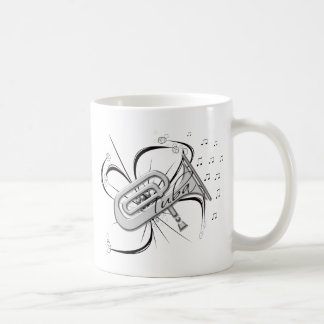 Mug Argent et notes de tuba