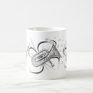 Mug Argent et notes de tuba