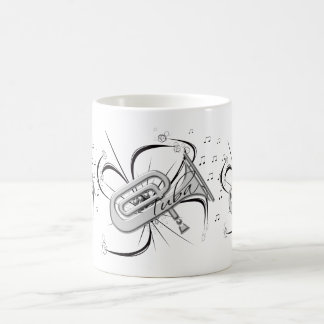 Mug Argent et notes de tuba