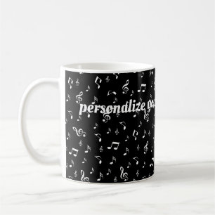 Mug argent noir, note, musical, mélodie, musique, son,