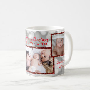 Mug Argent rouge personnalisé de parties scintillantes