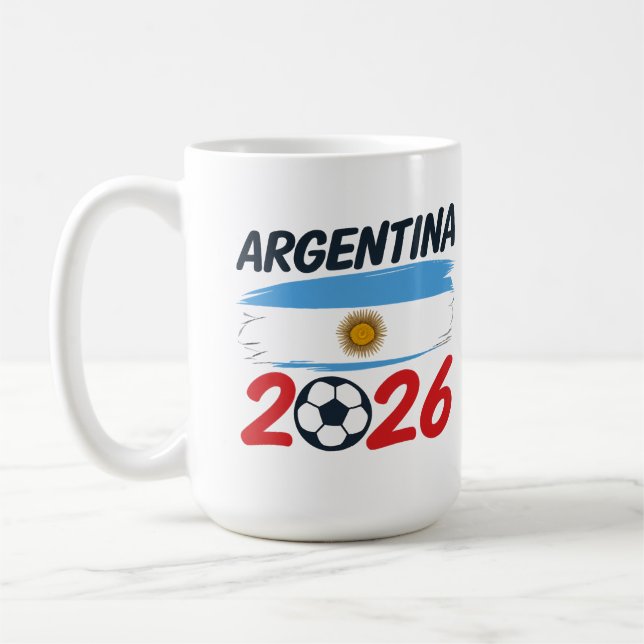 Mug Argentina 2026 Soccer Fan Design Flag Colors (Gauche)