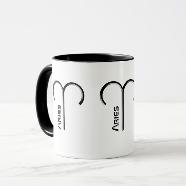 Mug ARIES, Conception abstraite du signe zodiaque, (Devant gauche)