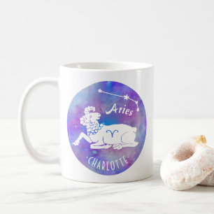 Mug Aries Ram Constellation Étoiles Nom personnalisé