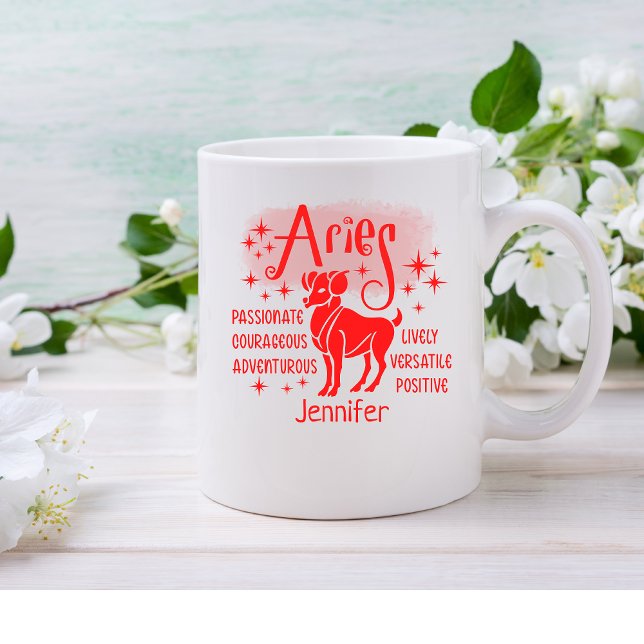 Mug Aries Zodiac Traits Personnalisés Horoscope (Créateur téléchargé)