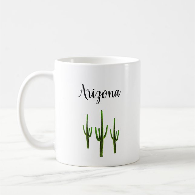 Mug Arizona Désert Saguaro Cactus Typographie (Gauche)