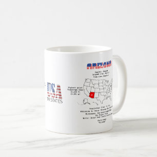 Mug Arizona état américain sur la carte et des informa