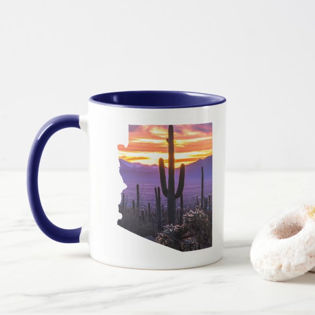Mug Arizona Outline Photo personnalisée Souvenir de vo (Avec donut)