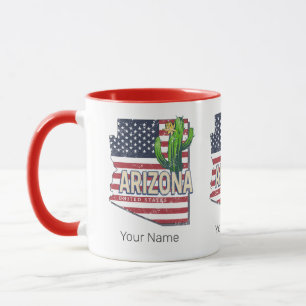 Mug Arizona State États-Unis Carte Retro Vintage USA