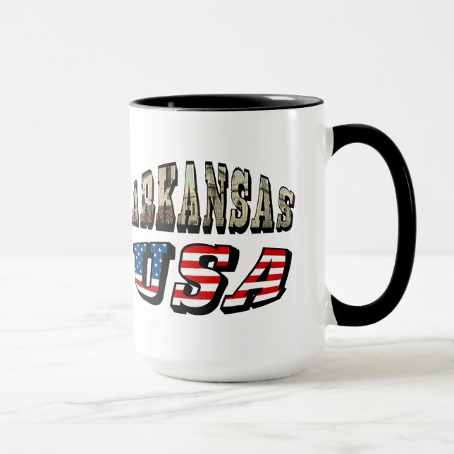 Mug Arkansas Picture et USA Flag Text (Droite)