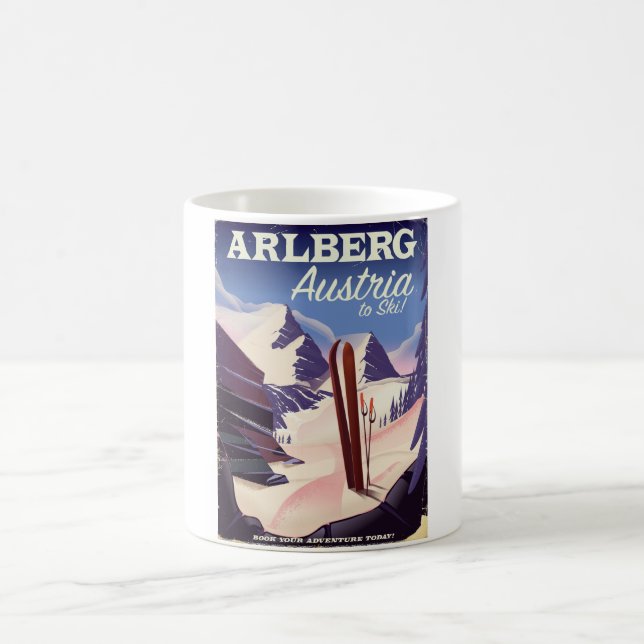 Mug Arlberg Autriche affiche de voyage ski (Centre)