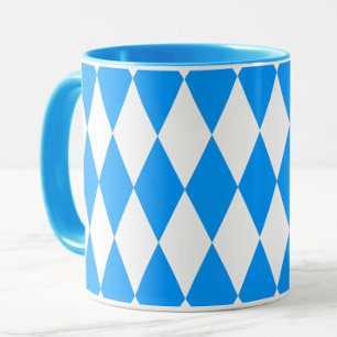 Mug Arlequin bleu blanc Diamants Checkers Design