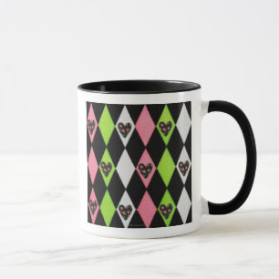 Mug Arlequin coloré Imprimer avec Coeurs Roses Café M