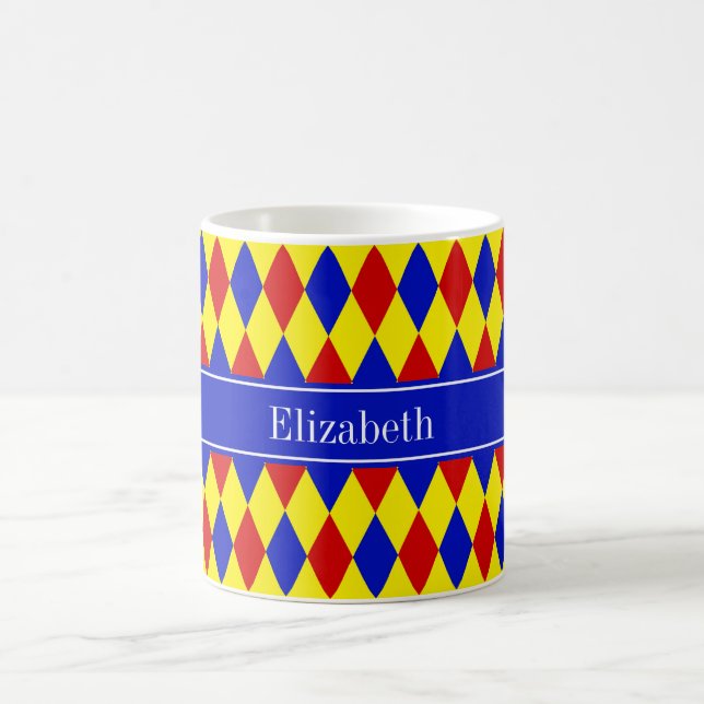 Mug Arlequin jaune rouge Arlequin Royal Ribbon Monogra (Centre)