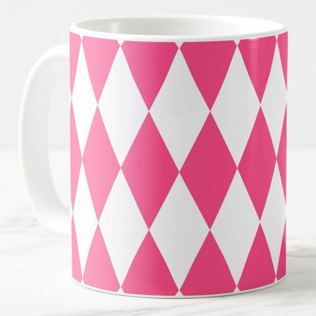 Mug Arlequin rose blanc Diamants Checkers Design (Créateur téléchargé)