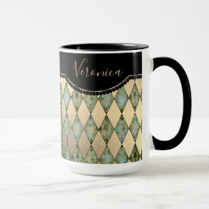Mug Arlequin Turquoise Glam Personnalisé