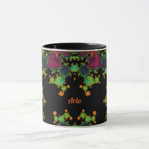 Mug ARLO ~ Noir Vert Orange Rose