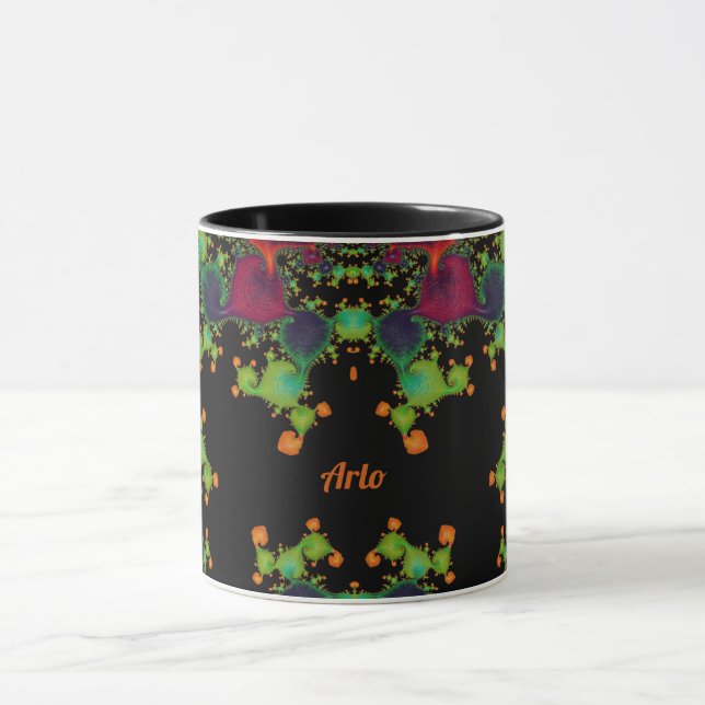 Mug ARLO ~ Noir Vert Orange Rose (Centre)