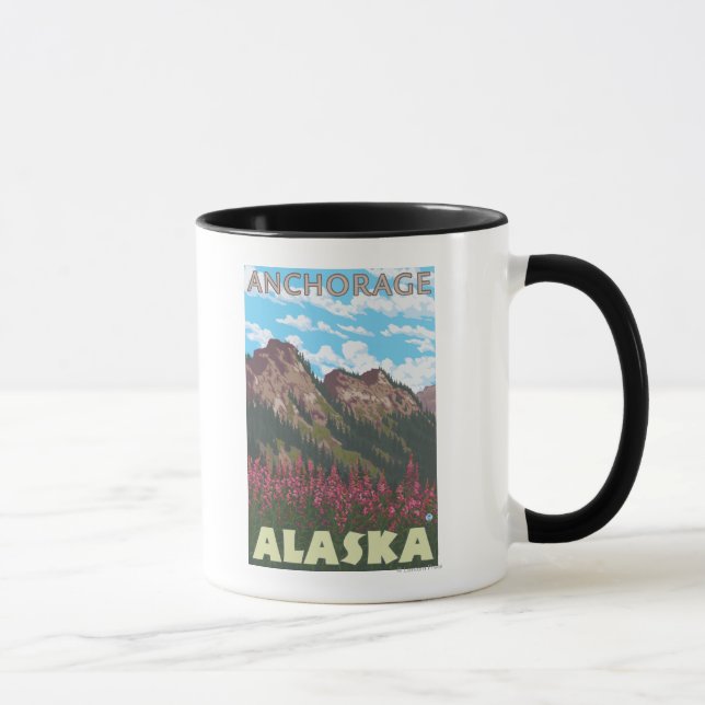 Mug Armes à feu et montagnes - Anchorage, Alaska (Droite)