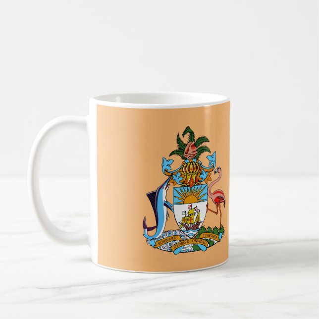 Mug Armoiries des Bahamas - Marlin, Flamant rose, Conq (Gauche)