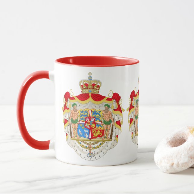 Mug Armoiries royales vintages du Danemark (Avec donut)