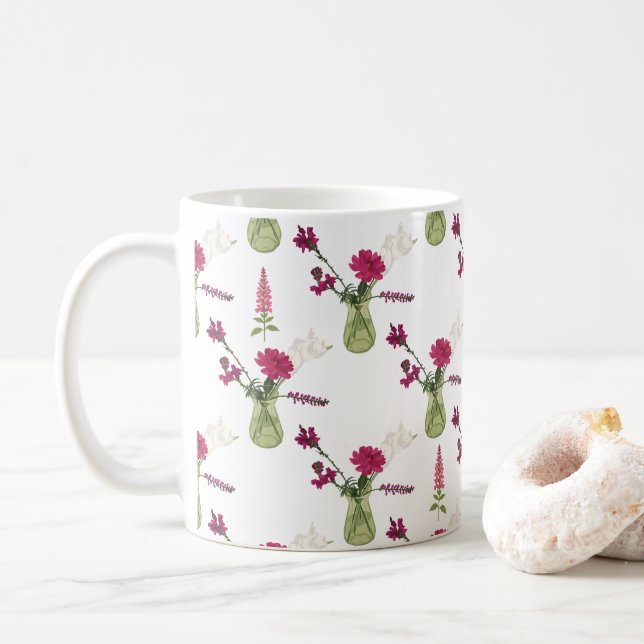 Mug Arrangement exotique de fleurs dans le verre (Avec donut)