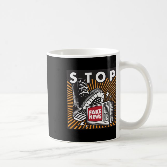 Mug Arrêter Les Fausses Nouvelles - Fermer L'Autocolla (Droite)