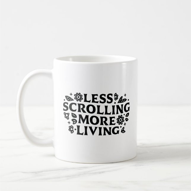 Mug Arrêtez de défiler anxiété pleine conscience citat (Gauche)