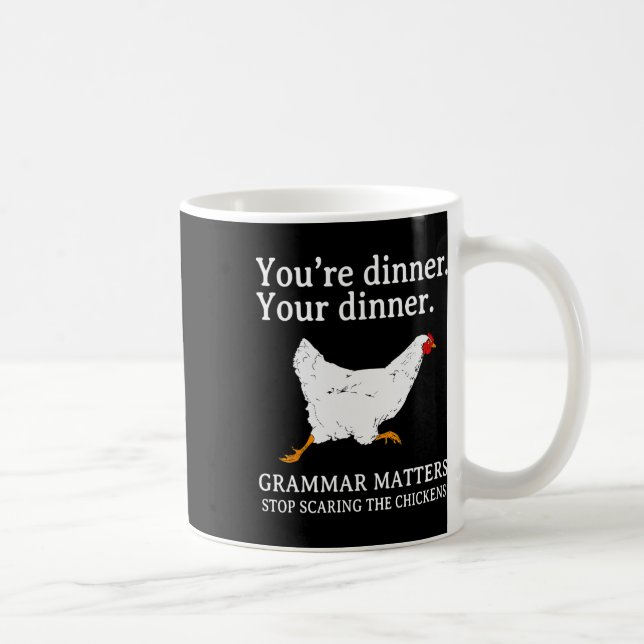Mug Arrêtez d'effrayer les poulets Grammaire anglaise  (Droite)