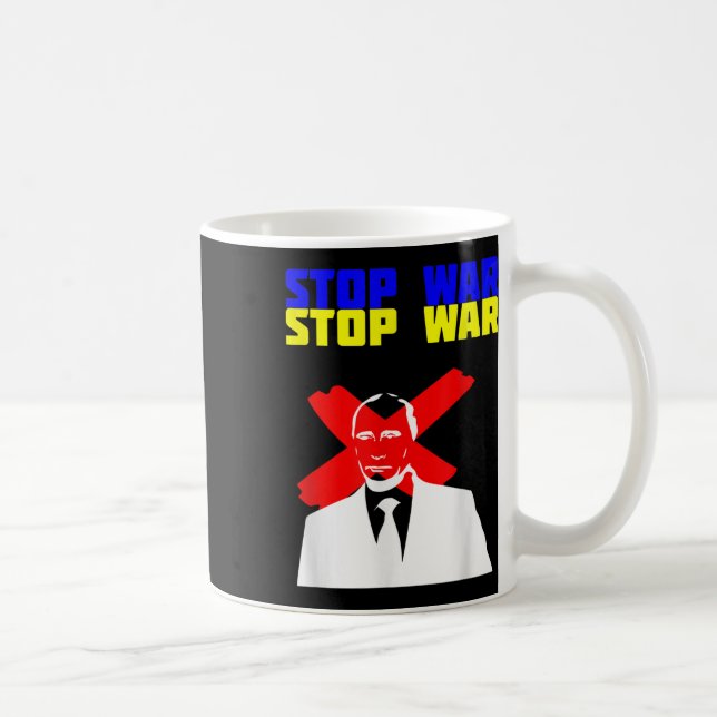 Mug Arrêtez la guerre contre Poutine face au drapeau u (Droite)