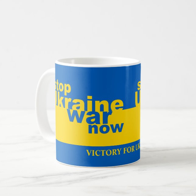 Mug Arrêtez la guerre en Ukraine maintenant - Victoire (Devant gauche)