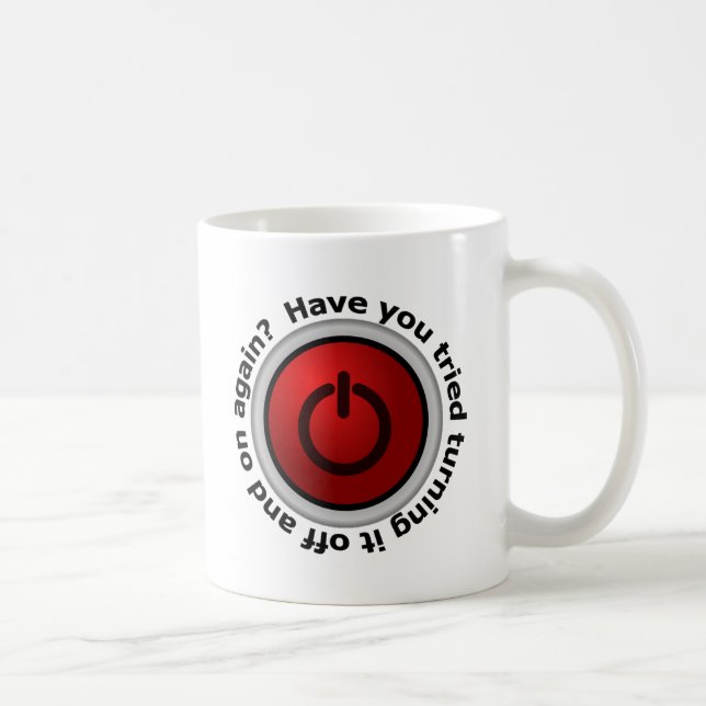 Mug Arrêtez-le dessus et - logo de bouton (Droite)