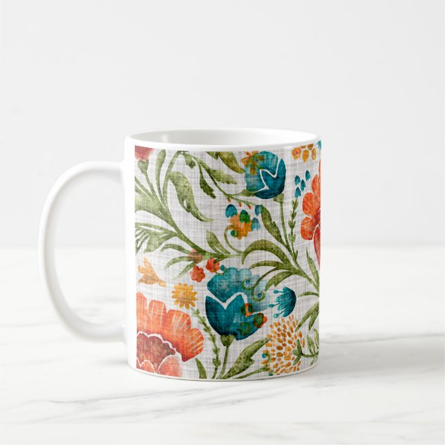 Mug Arrière - plan à motif de fleur aquarelle. Peint à (Gauche)