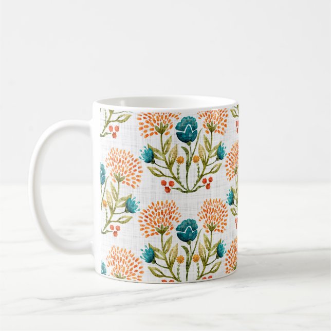 Mug Arrière - plan à motif de fleur aquarelle. Peint à (Gauche)