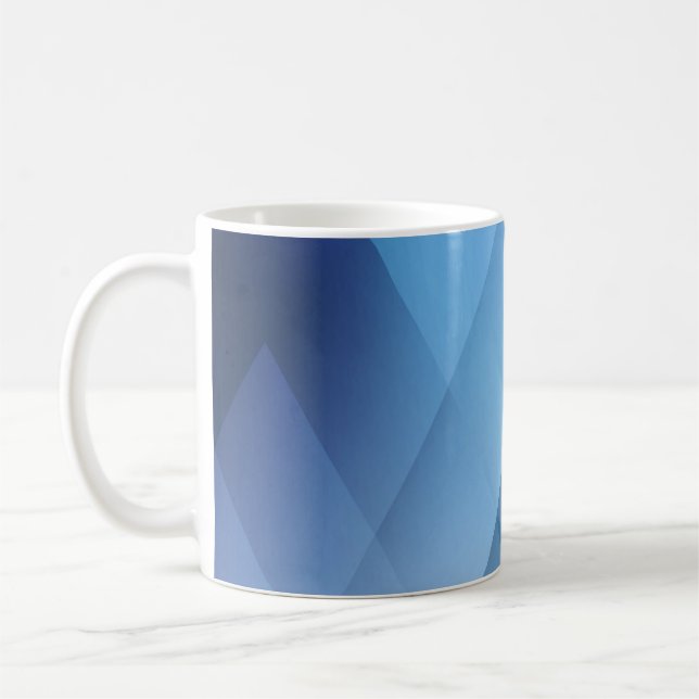 Mug arrière - plan Abstrait. Motif triangle bleu.  (Gauche)