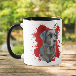 Mug Arrière - plan Abstrait rouge Black Labrador Retr