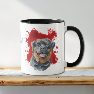 Mug Arrière - plan Abstrait rouge Dog de Rottweiler