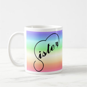 Mug Arrière - plan arc-en-ciel coloré de coeur soeur