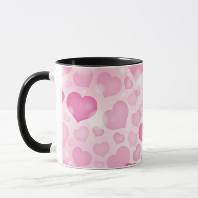 Mug Arrière - plan avec des coeurs (Gauche)